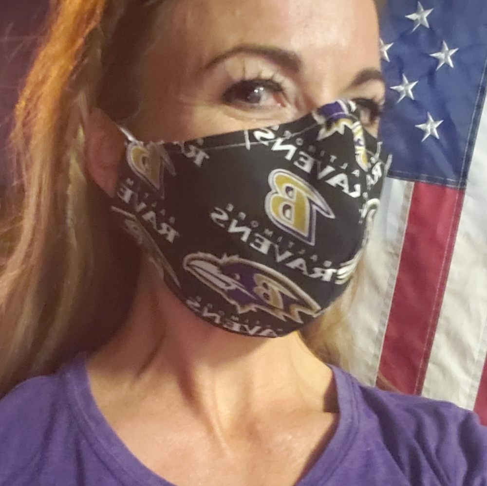 Baltimore Ravens face mask w filter pocket